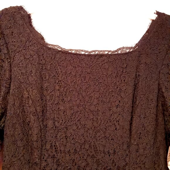 Adrianna Papell Maxi Dress Size 14 NWT Black Color Floral Lace Long Sleeves - Picture 2 of 5